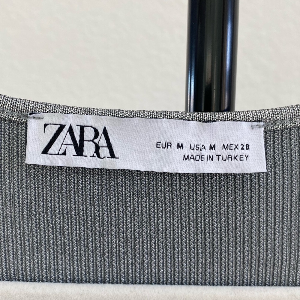 ZARA Silver Metallic Ribbed Mini Dress - Picture 8 of 10